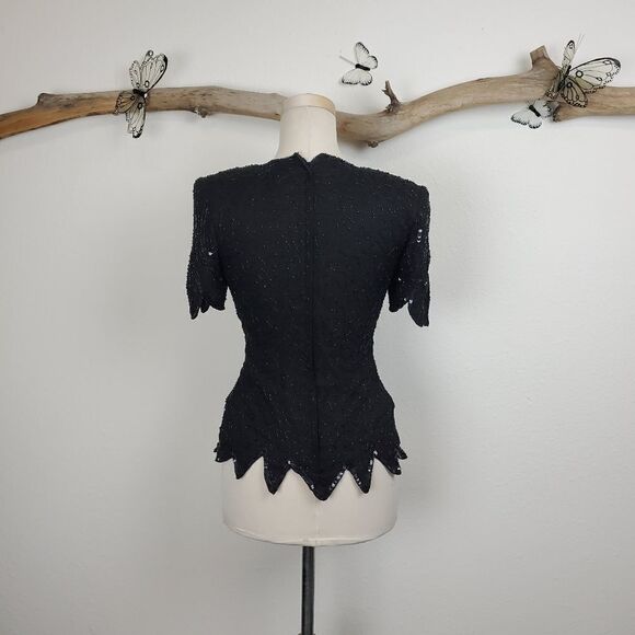 Stenay vintage beaded silk fitted top peplum hem - Picture 6 of 8
